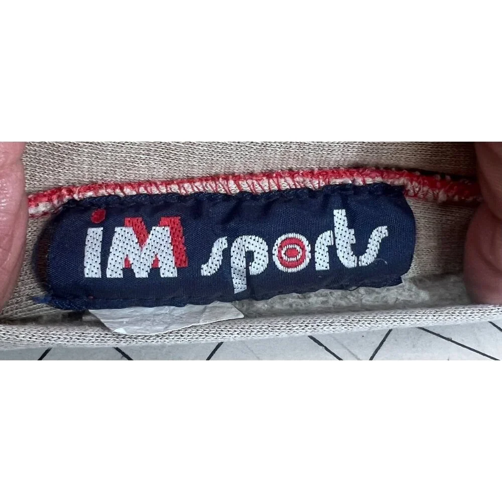 Vintage IM Sports Beige Hoodie Red Waffle Lining Men's L Chore Jacket Barn Find - Picture 4 of 12
